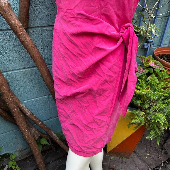 100% Silk Pink Wrap Dress - Picture 3 of 7